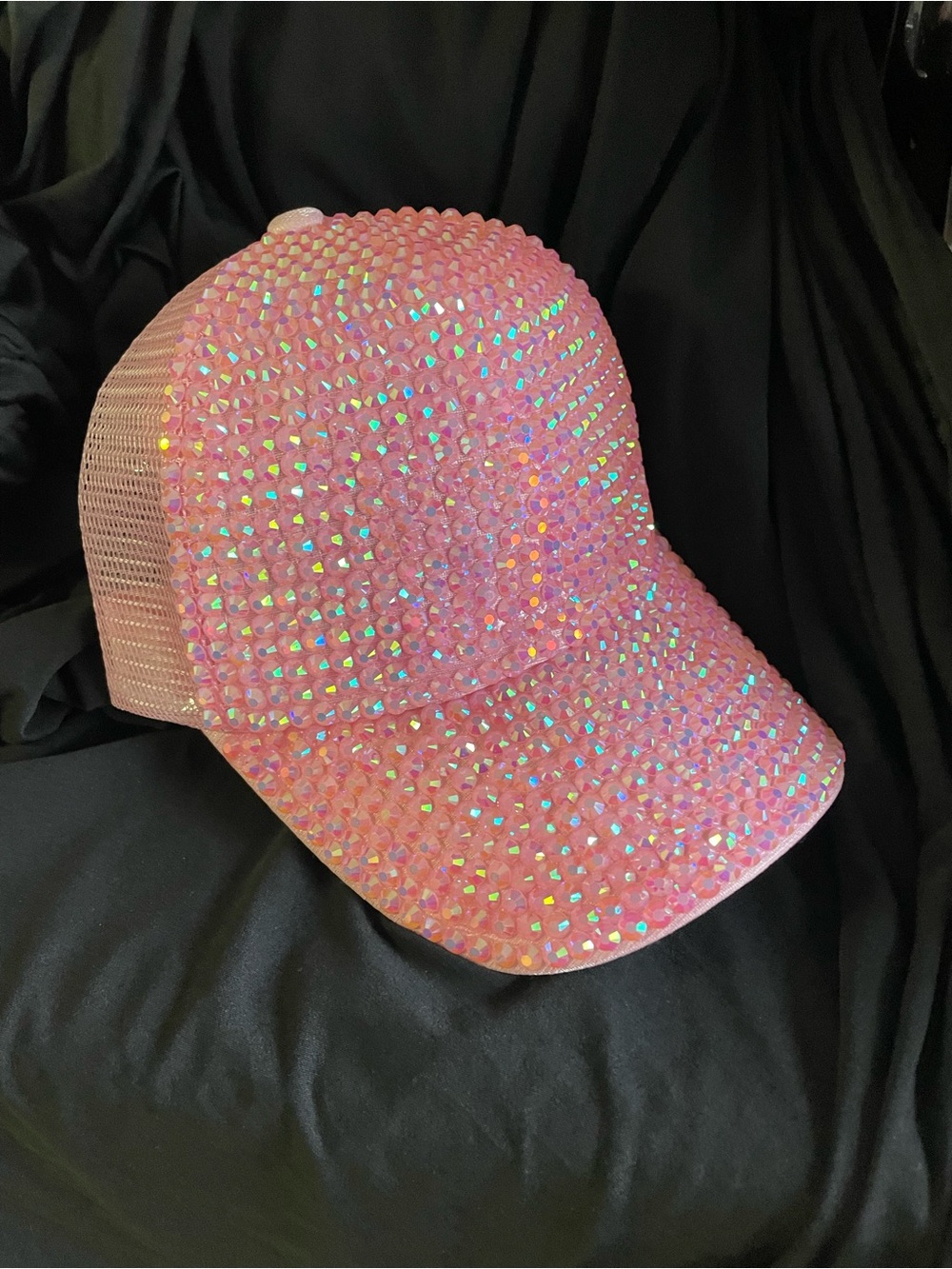 NWT! Pink Iridescent Rhinestone Trucker Hat!